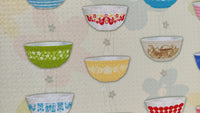 TEA TOWEL Pyrex Vintage Bowls Collection Kitchen theme WAFFLE WEAVE