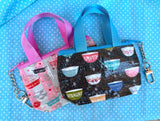 Pair (2) Mini Tote Bags Charm: Vintage Pyrex Kitchen Bowls, Zipper Pouch keychain