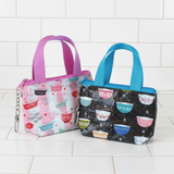 Pair (2) Mini Tote Bags Charm: Vintage Pyrex Kitchen Bowls, Zipper Pouch keychain