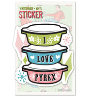 STICKER I Love Pyrex stack vintage Pyrex theme 3 Inch Sticker hi quality permanent adhesive