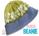 FLEECE BEANIE Pyrex Spring Blossom theme hat vintage kitchen bowls print cap adult size