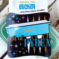 STICKER Cult of Pyrex Club  3 inch clear lid waterproof vinyl dishwasher proof