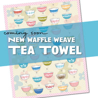 TEA TOWEL Pyrex Vintage Bowls Collection Kitchen theme WAFFLE WEAVE