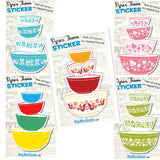 5 STICKERS-Pyrex stack theme set 5 STICKERs 3 Inch Sticker hi quality permanent adhesive