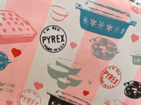 TEA TOWEL Pyrex Pink Stripes vintage Kitchen theme 12" x 24" 100% Cotton