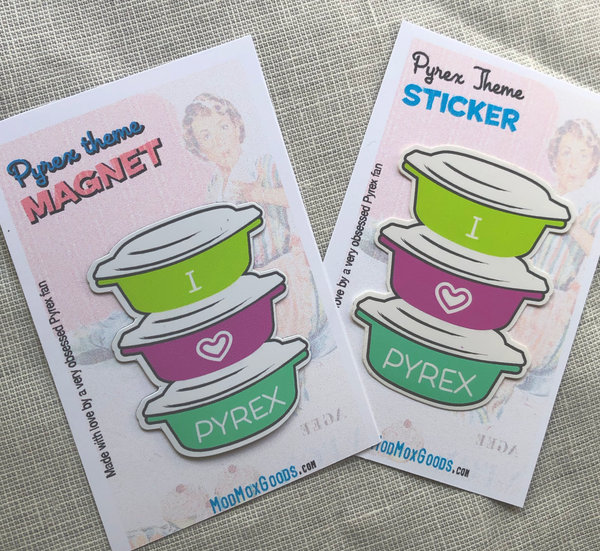 STICKER and MAGNET I Heart Pyrex vintage 080 pink lime aqua stack you ...
