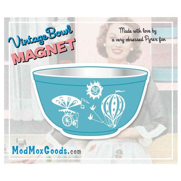 MAGNET Pyrex Turquoise Balloons Bowl 2.5in wide