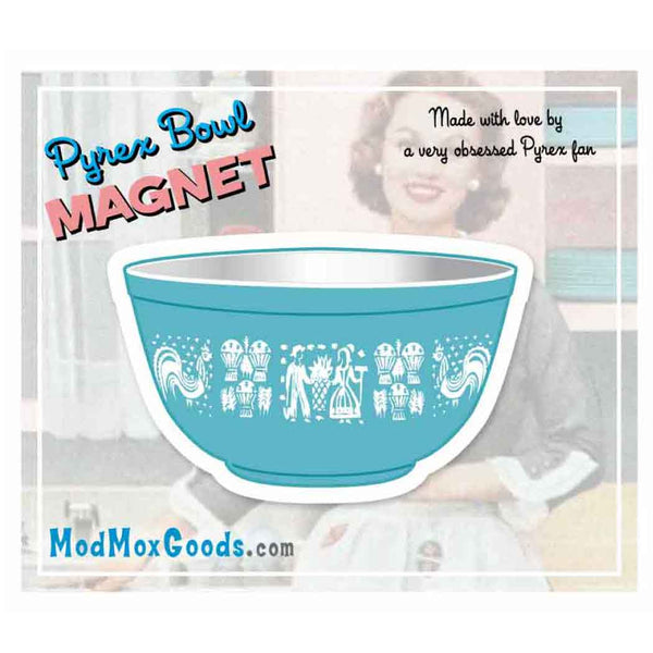 MAGNET Pyrex Turquoise Butterprint Bowl 2.5in wide