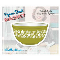 TEA TOWEL Pyrex Green Spring Blossom Daisies theme 20x 30 in Cotton with matching bowl Magnet