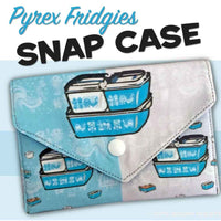 Choose from 5 options Snap pouch "Pyrex Fridgies"  my bespoke fabric featuring Turquoise Butterprint Pyrex Refrigerator dishes
