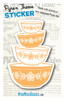 STICKER Gold Butterfly bowls stack vintage Pyrex theme 3 Inch Sticker hi quality permanent adhesive