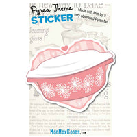 Pyrex Pink Daisies Casserole 043 Heart STICKER 2.5 Inch wide Sticker hi quality permanent adhesive