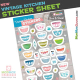Vintage Kitchen 5 x 7 Sticker Sheet - 30 mini stickers