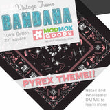 BANDANA - Pyrex Theme BLACK PINK WHITE 22"  bespoke design 100% COTTON