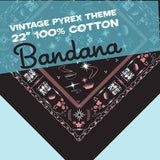 BANDANA - Pyrex Theme BLACK PINK WHITE 22"  bespoke design 100% COTTON