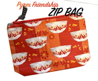 Pyrex Friendship Bowls Makeup Bag 8 x 5 Zipper Pouch Featuring Pyrex Friendship Mixers
