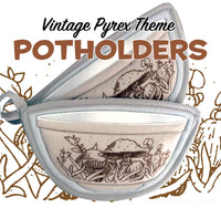 Pyrex Forest Fancies Mushrooms Bowl Potholders bowl shaped pot holders set of 2