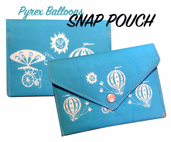 Pyrex Balloons Snap Pouch with my own bespoke designed Pyrex Bowls fabric
