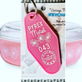 Cosplay for your keys! Pyrex Motel Keychain Pink daisy 043 daisies Vintage retro style