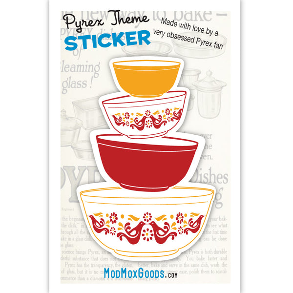 Pyrex Stack Sticker STICKER Pyrex Friendship pattern stack theme STICKER 3 Inch Sticker hi ...