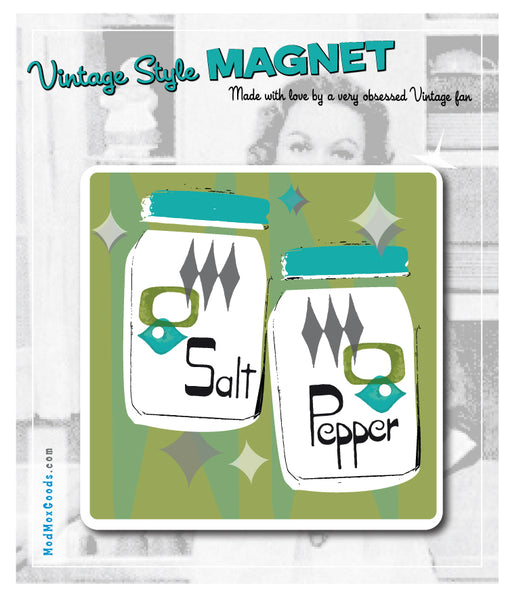 MAGNET Salt and Pepper Shakers Retro Vintage Theme Retro Midcentury vibes !